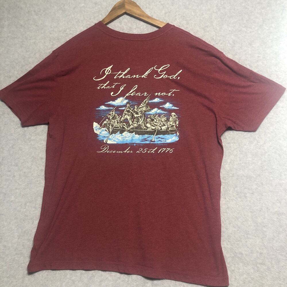 ZERO FOXTROT T-Shirt Mens Size XXL I Thank God That I Fear Not Burgundy